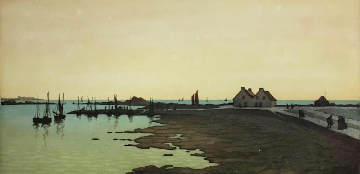Henri MEUNIER, Rentrée des pêcheurs (Saint-Guénolé), 1908, aquatinte