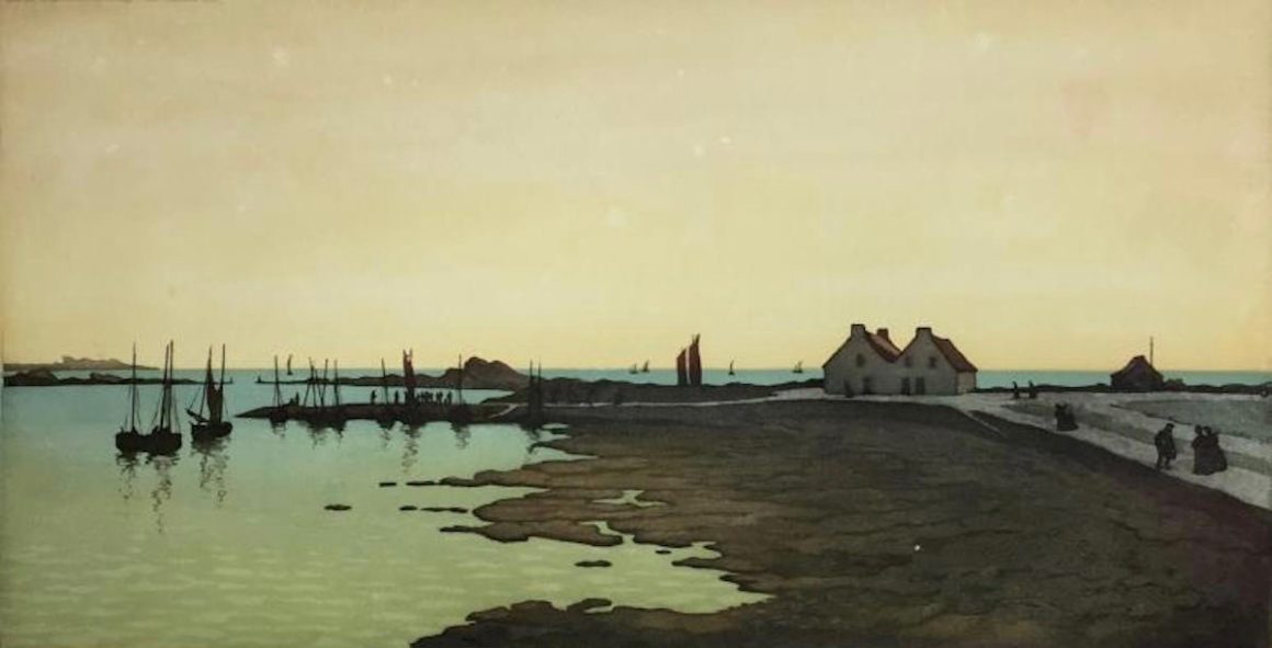 Henri MEUNIER, Rentrée des pêcheurs (Saint-Guénolé), 1908, aquatinte