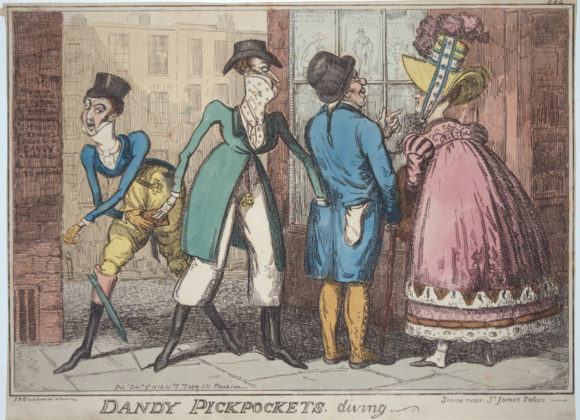 Dandy pickpokets. Diving. Scene Near St James’s Park.322” by I.R Cruikshank in 1818 Etching