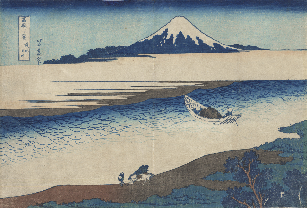 Katsushika Hokusai (1760-1849), Série des 36 Vues du Mont Fuji, La Rivière Tama, Province de Musashi. Estampe. Date : Tenpo 1-5 (1831-34). Format oban yoko-e.